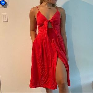 Red midi dress!!